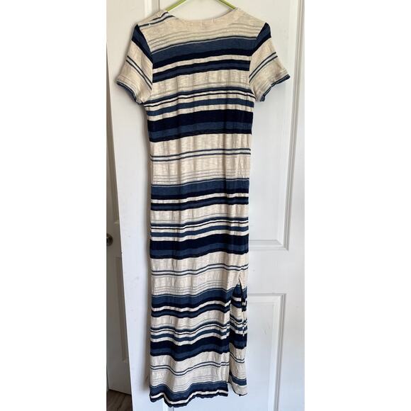Splendid Striped Knit Maxi Dress in Navy & Cream Size Small Supima Cotton/Modal - Picture 4 of 7